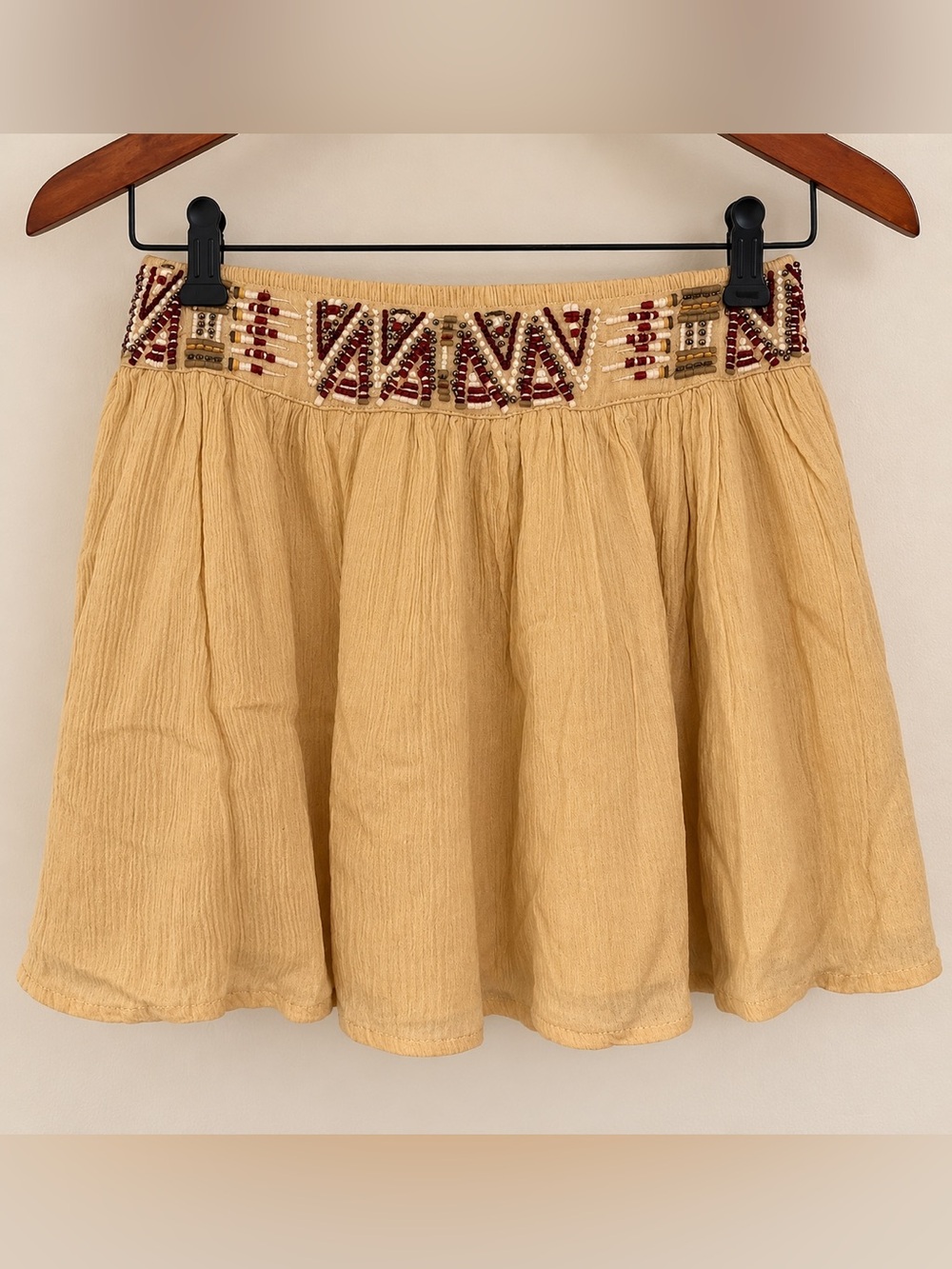 Raga Light Yellow Gauze Embellished Skirt NWT XS S 2387-2388, 2440